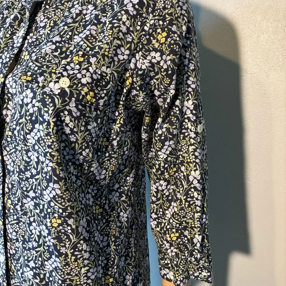 Croft & Barrow Women's Shirt SizeS Floral Button Down 3/4 Roll Tab Sleeve Cotton - Picture 6 of 6